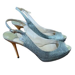 Jimmy Choo Silver and Gold Slingback Heels